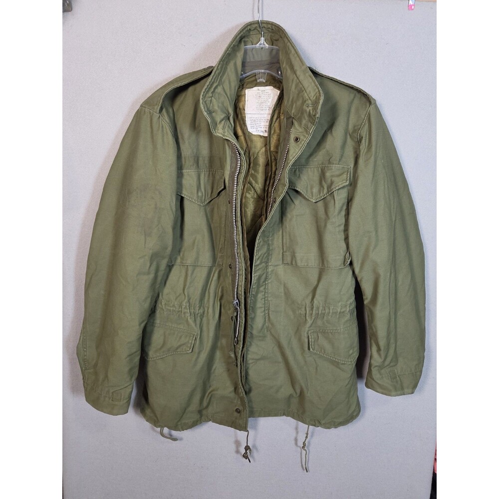 Vtg U.S. Military M-65 Cold Weather Field Jacket OG-107 Long Small W/ Liner